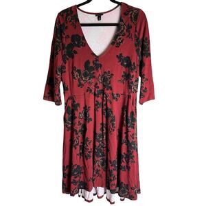 Retro Chic By Torrid Rockabilly 50's Pin Up Red Roses Midi Dress Plus Size 1X
